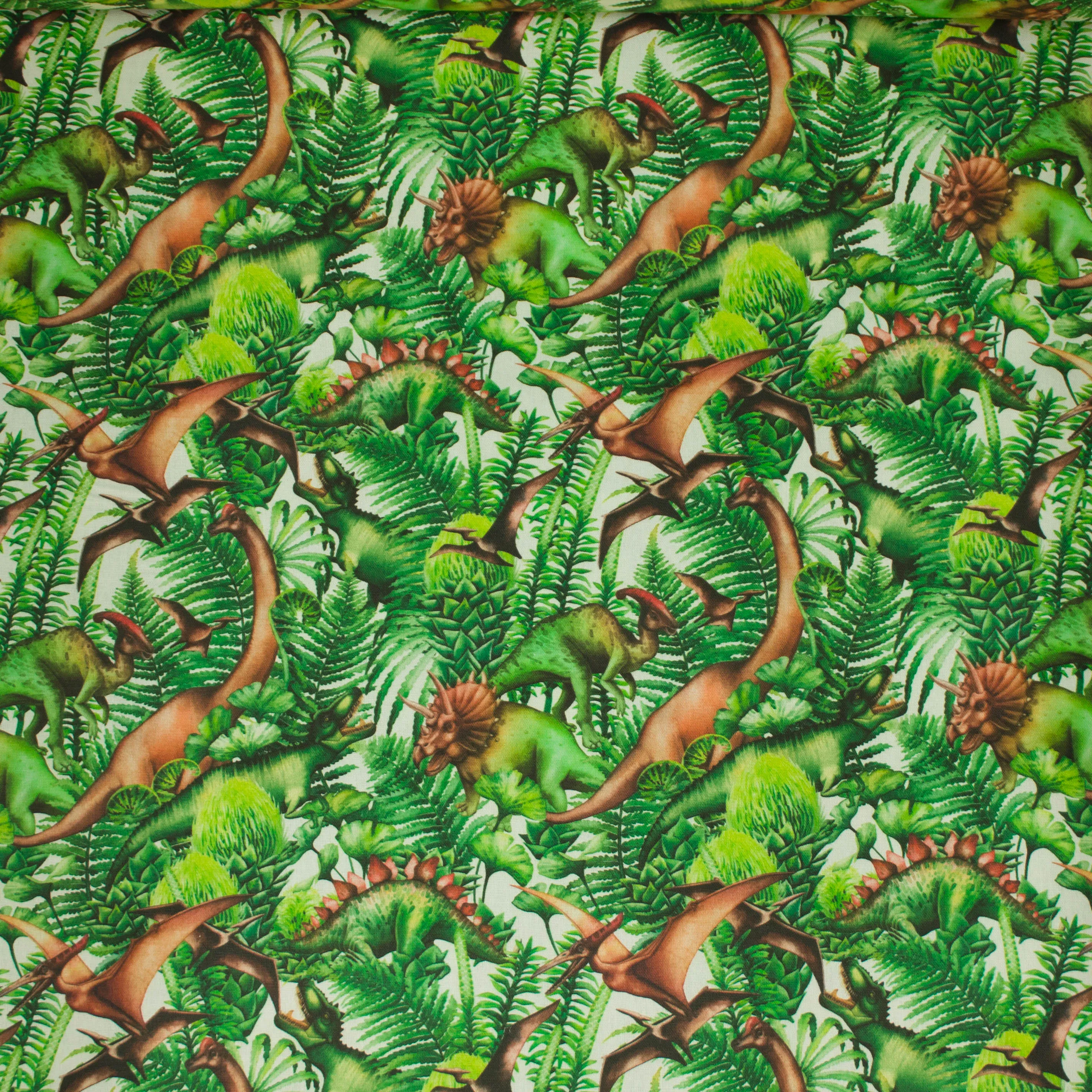 Canvas dino's in het struikgewas